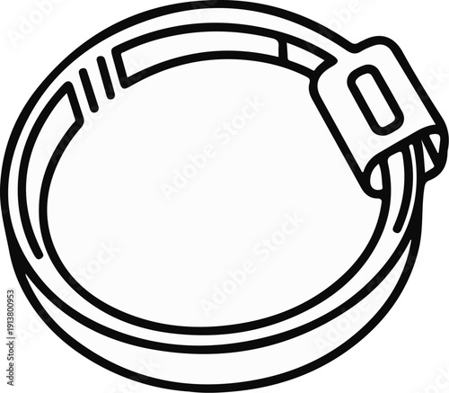 Simple line drawing of a metal clamp with a tightening mechanism