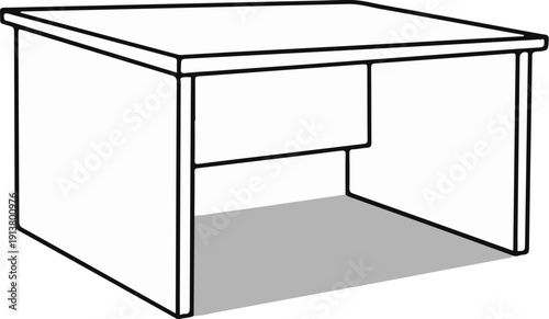 Simple line drawing of a modern desk with a single drawer
