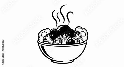 Steaming bowl of fresh broccoli and tomatoes, a healthy meal