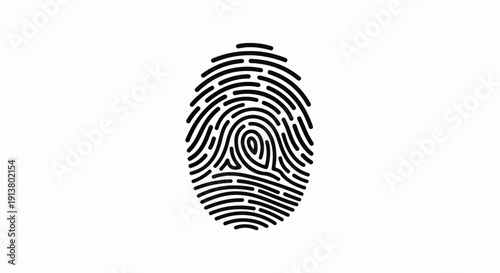 Stylized black fingerprint graphic centered on a clean white background