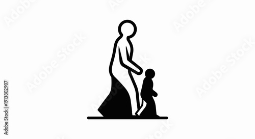 Stylized figures of an adult and child walking together
