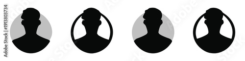 Default anonymous user portrait vector illustration flat vector designs set. Stock image

