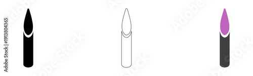 Candle Flame Vector Set Transparent Background, Black White Purple Candle Flame Outline Filled Design Isolated