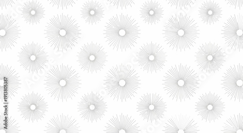 Abstract white floral pattern with radiating lines on a plain background, creating a minimalist and elegant aesthetic