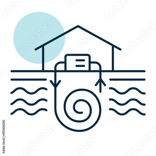 Ground source heat pump outline vector icon
