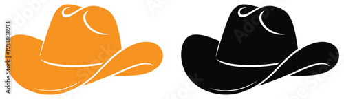 Cowboy Hat icon color Vector illustration. Bailey Hat Silhouette Sign Design, emblem isolated on White Background .