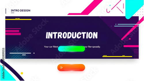 a visually appealing design for introductory elements, featuring a bold and modern aesthetic with a mix of vibrant colors, incorporating sleek lines, geometric shapes.