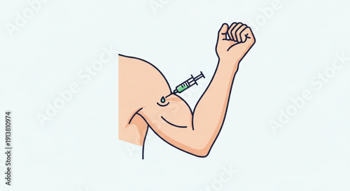 Arm Receiving Vaccination Injection Close-up Illustration