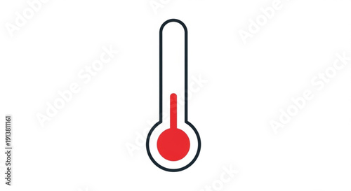 Red Thermometer Showing High Temperature on White Background