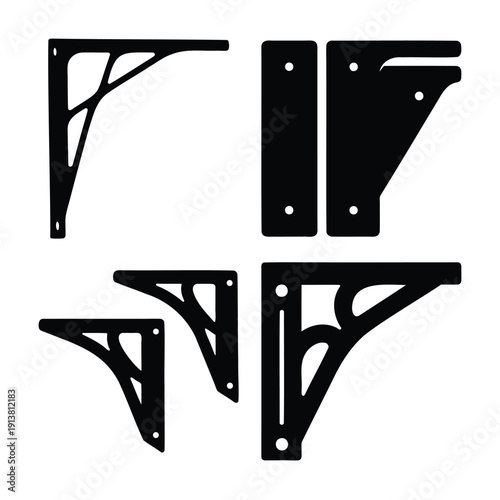 Collection of decorative and functional metal shelf brackets for home improvement and diy projects