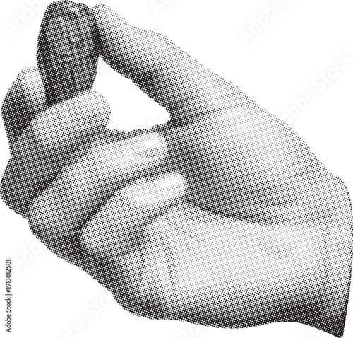 Hand making ok gesture in stylized halftone vector illustration