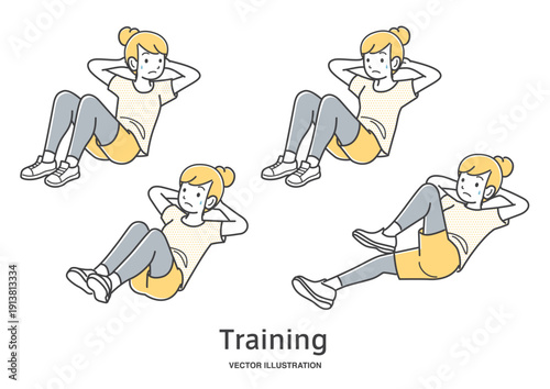 腹筋運動をする若い女性