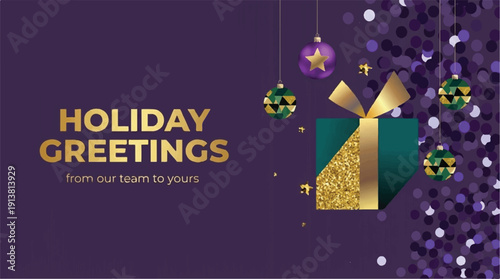 A festive design with a deep purple background 