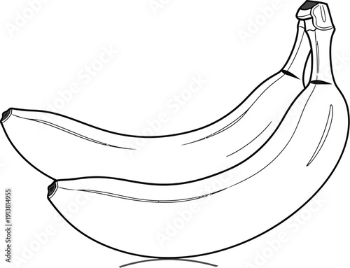 Two bananas are presented as a simple black and white outline drawing.