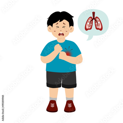 Cute little boy with a cough and pneumonia. Little boy with lung complications after being diagnosed with flu and pneumonia. A sick child with sneezing and feeling unwell. child with symptoms of flu, 