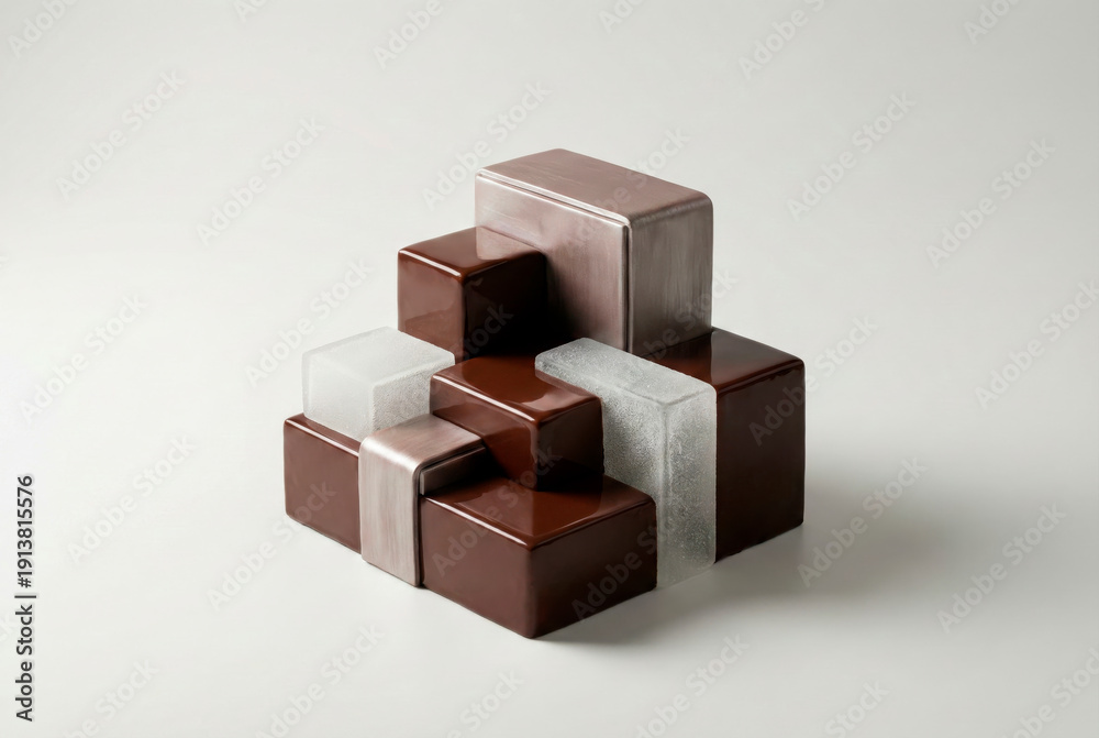 Fototapeta premium Futuristic Geometric Mousse Cake with Mirror Glaze