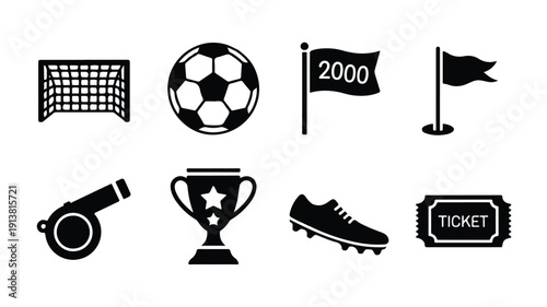 Black and White Soccer Sports Icons football game