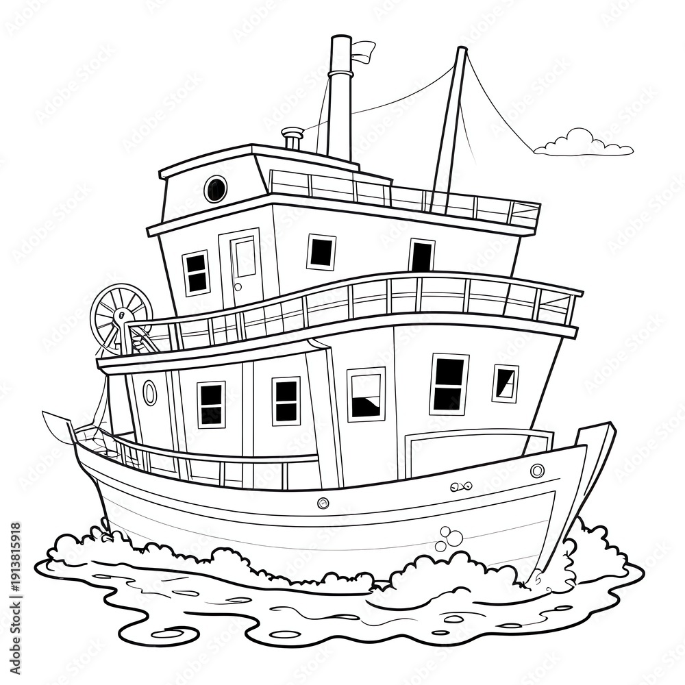 Obraz premium Tugboat sailing through choppy water