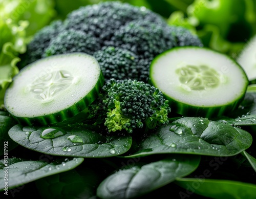 timun, brokoli dan daun kemangi