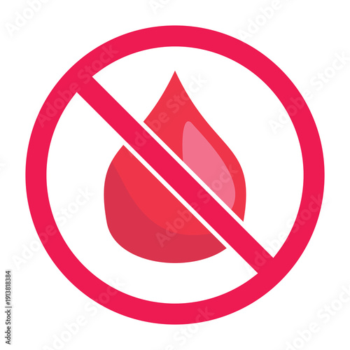No blood sign, forbidden sign with blood drop icon, blood contamination forbidden icon, no bleeding allowed sign, vector illustration
