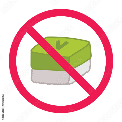 No snack sign, no sweet cake sign, no sugary food allowed sign, forbidden sign with kue talam icon, vector illustration

