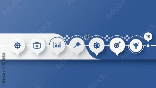 A series of icons representing different concepts and tools in a modern digital interface are arranged in a horizontal line.