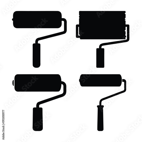 Four versatile paint roller silhouettes for home improvement and artistic projects