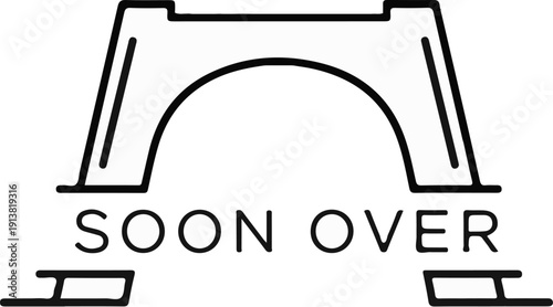 Stylized illustration of a bridge arch with text