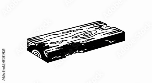 Stylized illustration of a broken wooden log with distinct grain patterns