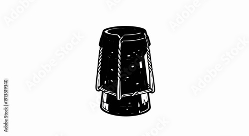 Stylized illustration of a champagne cork and cage