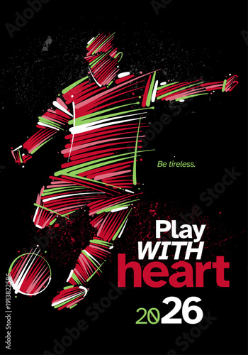 Poster of soccer player drawn with colorful brushstrokes