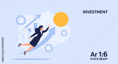 Ambitious woman reaching for success and financial growth