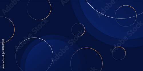 Luxury dark blue navy background with gold circle and shadow. Modern textured dark blue background