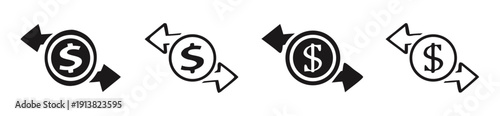 Dollar money transfer icon set. Money transfer icon


