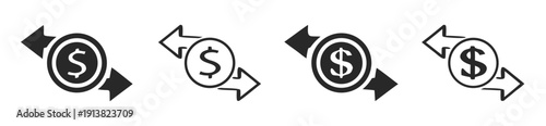 Dollar money transfer icon set. Money transfer icon

