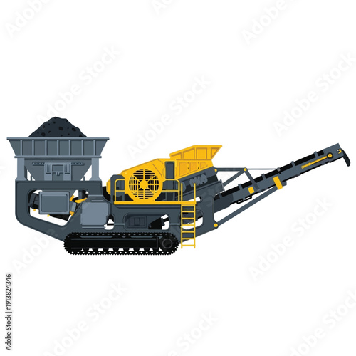 Industrial mobile crushing and screening machine for aggregate processing