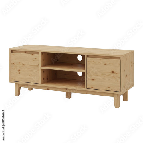 Wallpaper Mural A wooden entertainment center with cabinets and shelves isolated on transparent background Torontodigital.ca