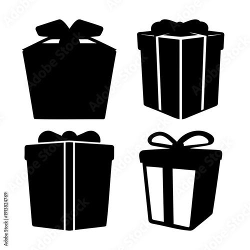 A collection of versatile black silhouette gift boxes perfect for any celebration or special occasion