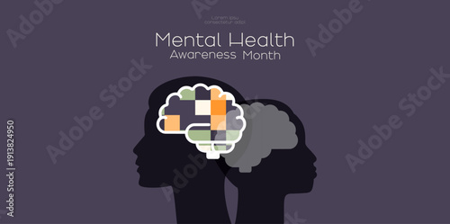 Mental Health Awareness Month banner. Modern design.