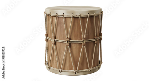 Wooden Drum with Rope Cord Wrap