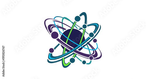 Science atom technology orbit logo vector.