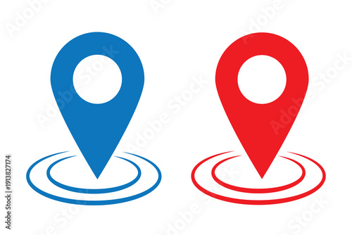 Location pin icon vector Illustration. Red and Blue Location pin icon sign. navigation icon. search map. location place - Map pointer icon. GPS location symbol. Map pointer icon. GPS location.