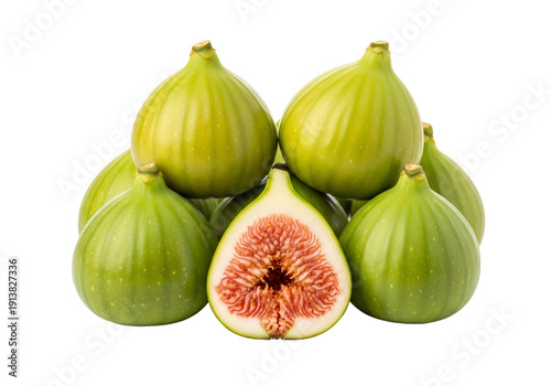 Wallpaper Mural A pyramid of six green figs with one cut open to reveal the red interior. isolated on transparent background Torontodigital.ca