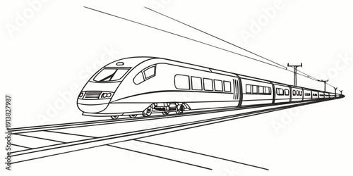 High-speed train traveling through a scenic countryside landscape