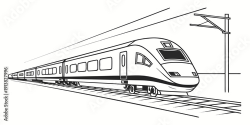 A sleek, modern high-speed train traveling on a railway track at night.