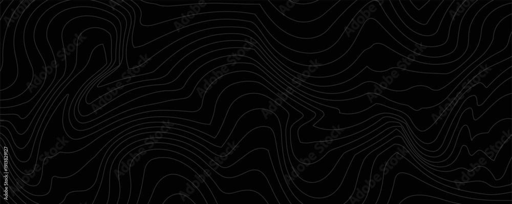 Fototapeta premium Weather Map Background. Vector Seamless Pattern with Contour Lines. Abstract Linear Topographic Texture