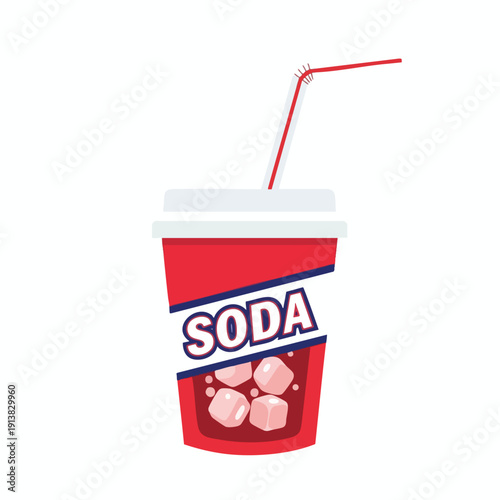 Refreshing Cold Soda in a Disposable Cup with a Straw