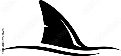 Minimalist Shark Fin Silhouette - Modern Ocean Predator Vector Logo