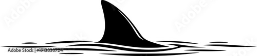 Minimalist Shark Fin Silhouette - Modern Ocean Predator Vector Logo