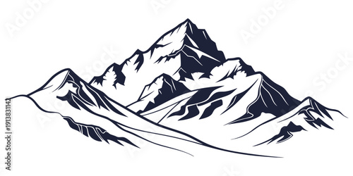 Majestic snow-capped mountains rise above a serene landscape.